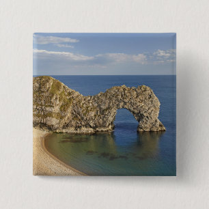 Badge Carré 5 Cm Arc de Durdle Door, Côte Jurassique Patrimoine Mo