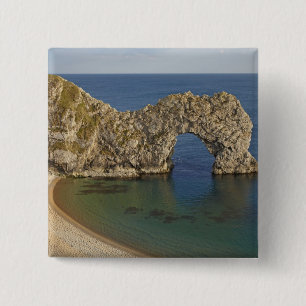 Badge Carré 5 Cm Arc de Durdle Door, Côte Jurassique Patrimoine mo