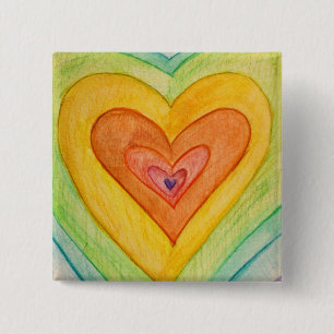 Badge Carré 5 Cm Arc-en-ciel Coeurs d'art Portable ou boutons