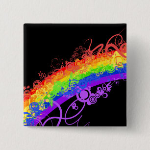 Badge Carré 5 Cm Arc-en-ciel de vecteur de nébuleuse d'arc-en-ciel