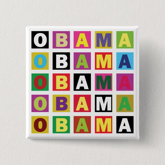 Badge Carré 5 Cm Arc-en-ciel d'Obama (Devant)