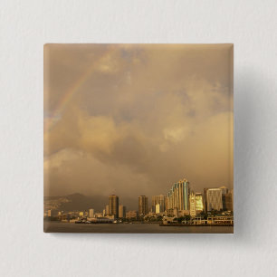 Badge Carré 5 Cm Arc en ciel sur Honolulu, Hawaï, États-Unis 3