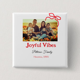 Badge Carré 5 Cm Arc rouge joyeuse Vibes ajouter nom de famille pho
