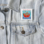Badge Carré 5 Cm Arche de Noé personnalisée (En situation)