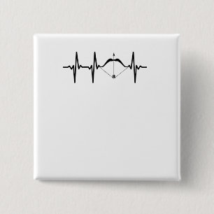 Badge Carré 5 Cm Archery Heartbeat Bow and Arrow Archer