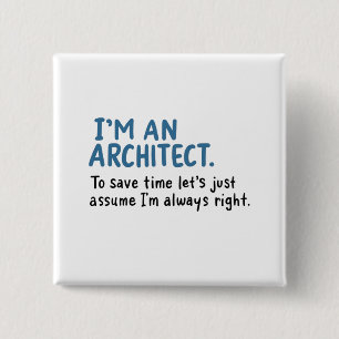 Badge Carré 5 Cm Architecte - Je suis un architecte