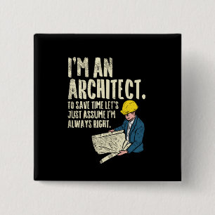 Badge Carré 5 Cm Architecte - Je suis un architecte