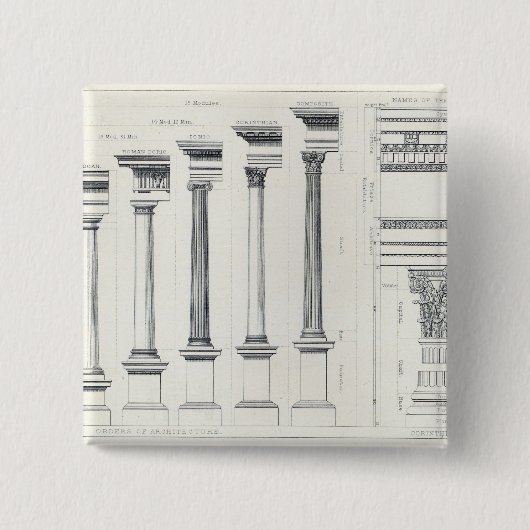 Badge Carré 5 Cm Architecture I : Ordres d'architecture (Devant)