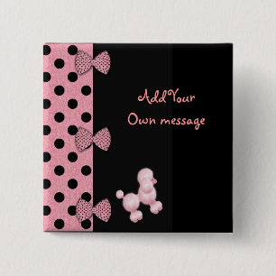 Badge Carré 5 Cm Arcs et bouton de caniches