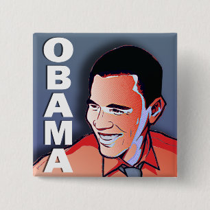 Badge Carré 5 Cm Argent de Barack Obama