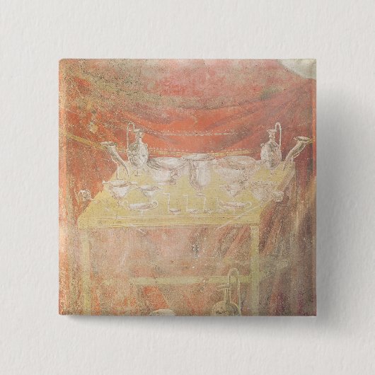 Badge Carré 5 Cm Argenterie sur une table (Devant)