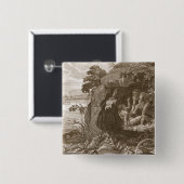 Badge Carré 5 Cm Aristeus oblige proteus pour indiquer ses oracles, (Devant & derrière)