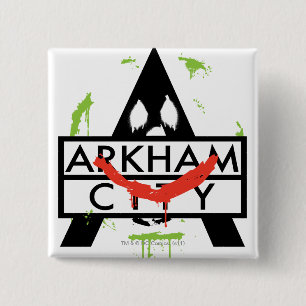 Badge Carré 5 Cm Arkham City Icon avec Joker marque 2