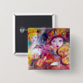 Badge Carré 5 Cm Arlecchino et Colombina (Devant & derrière)