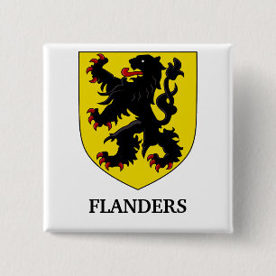Badge Carré 5 Cm Armoiries de Flandre Lion Héraldique
