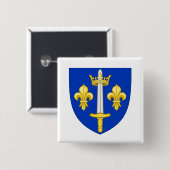 Badge Carré 5 Cm Armoiries de Jeanne d'Arc (Devant & derrière)