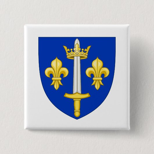 Badge Carré 5 Cm Armoiries de Jeanne d'Arc (Devant)