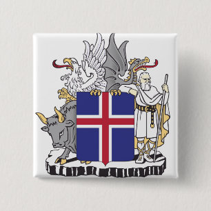 Badge Carré 5 Cm Armoiries de l'Islande Gardiens mythiques Art