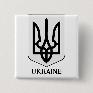 Badge Carré 5 Cm Armoiries d'État de l'Ukraine Art Minimaliste