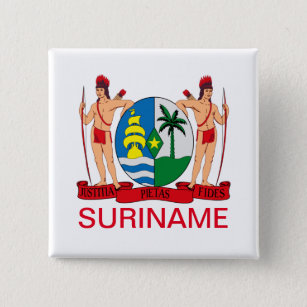 Badge Carré 5 Cm Armoiries du Bouton Suriname