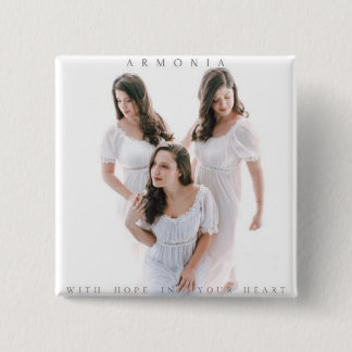 Badge Carré 5 Cm Armonia "Avec l'Espoir dans votre coeur" Pin