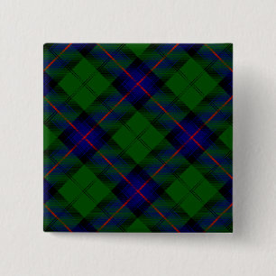 Badge Carré 5 Cm Armstrong clan tartan bleu vert plaid
