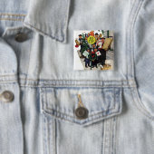 Badge Carré 5 Cm Arrêt de bus à Noël (En situation)