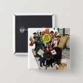 Badge Carré 5 Cm Arrêt de bus à Noël (Devant & derrière)