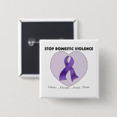 Badge Carré 5 Cm Arrêtez la violence familiale (Devant & derrière)
