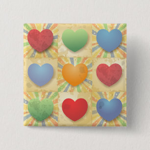 Badge Carré 5 Cm Arrière - plan de coeur