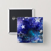 Badge Carré 5 Cm Arrière - plan spatial avec étoiles (Devant & derrière)