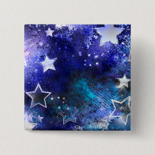 Badge Carré 5 Cm Arrière - plan spatial avec étoiles