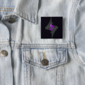 Badge Carré 5 Cm Art abstrait de derviche pourpre (En situation)