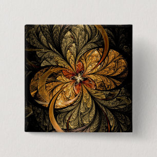 Badge Carré 5 Cm Art brillant de fractale de feuille