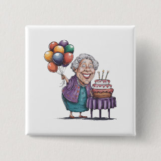 Badge Carré 5 Cm Art de ballon de fête d'anniversaire humoristique