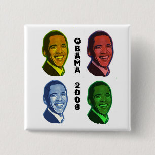 Badge Carré 5 Cm Art de bruit d'Obama