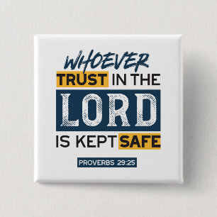 Badge Carré 5 Cm Art de citation biblique - Proverbes 29:25 Confian
