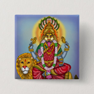 Badge Carré 5 Cm Art de la protection divine de la déesse Narasimhi