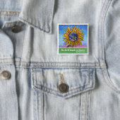 Badge Carré 5 Cm Art de la Terre de tournesol (En situation)