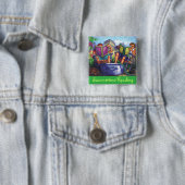 Badge Carré 5 Cm Art de lecture en été (En situation)