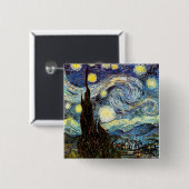 Badge Carré 5 Cm Art de nuit Van Gogh Starry (Devant & derrière)