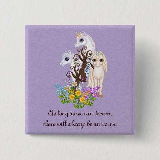 Badge Carré 5 Cm Art de pixel d'amis de licorne (Devant)