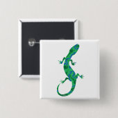 Badge Carré 5 Cm Art déco Grüner Gecko (Devant & derrière)