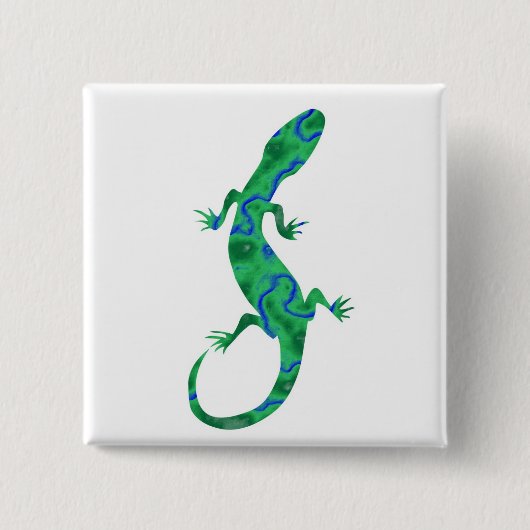 Badge Carré 5 Cm Art déco Grüner Gecko (Devant)