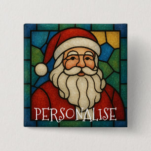 Badge Carré 5 Cm Art déco vitrail de Noël Santa personnalisé
