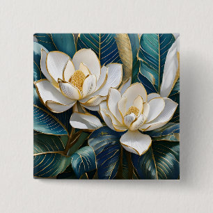 Badge Carré 5 Cm Art du Magnolia du Sud