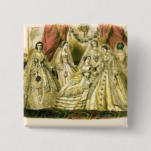 Badge Carré 5 Cm Art Mariage victorien Imprimer Robe de mode (Devant)