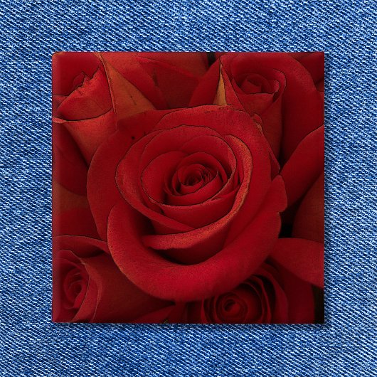 Badge Carré 5 Cm Art photo Red Rose