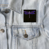 Badge Carré 5 Cm Art portable de libellule bleue (En situation)