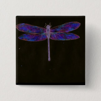 Badge Carré 5 Cm Art portable de libellule bleue